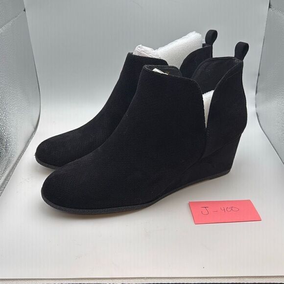 CUSHIONAIRE Women's Pull On Wedge Bootie -โSoft Vegan Suede SIZE 10 BLACK - Picture 3 of 8